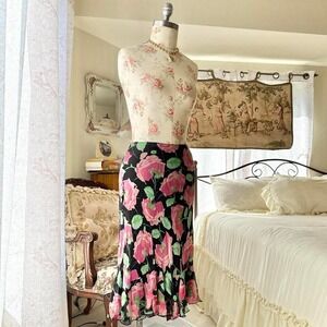 Rare betsey johnson vintage 90s floral silk skirt‎ small